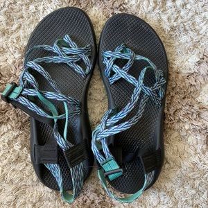 Blue Chaco’s with toe strap